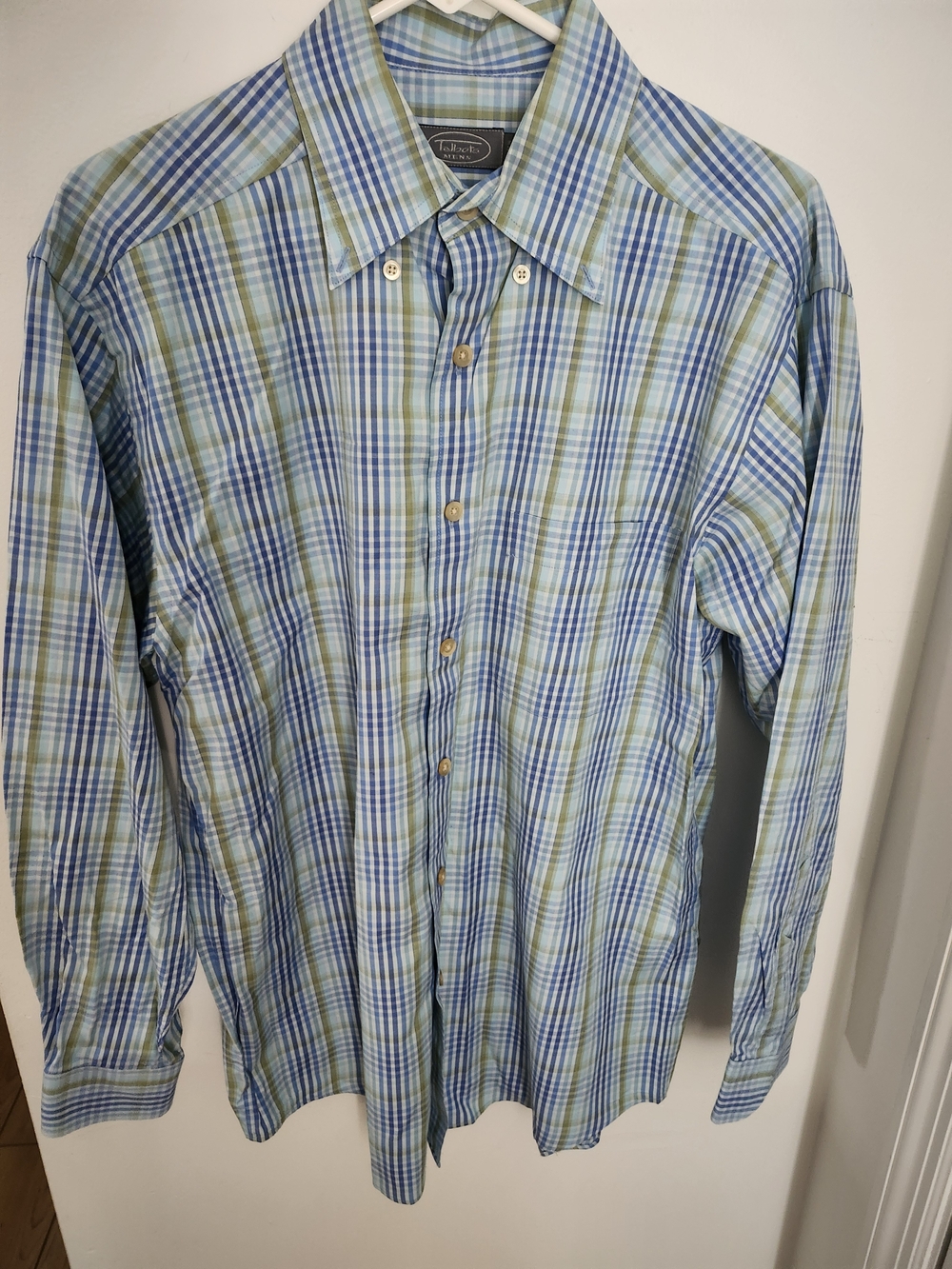 Talbots Light Blue and Green Plaid Button-Down Shirt - Picture 2 of 4